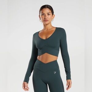 Gymshark Crossover Long Sleeve Top - Darkest Teal